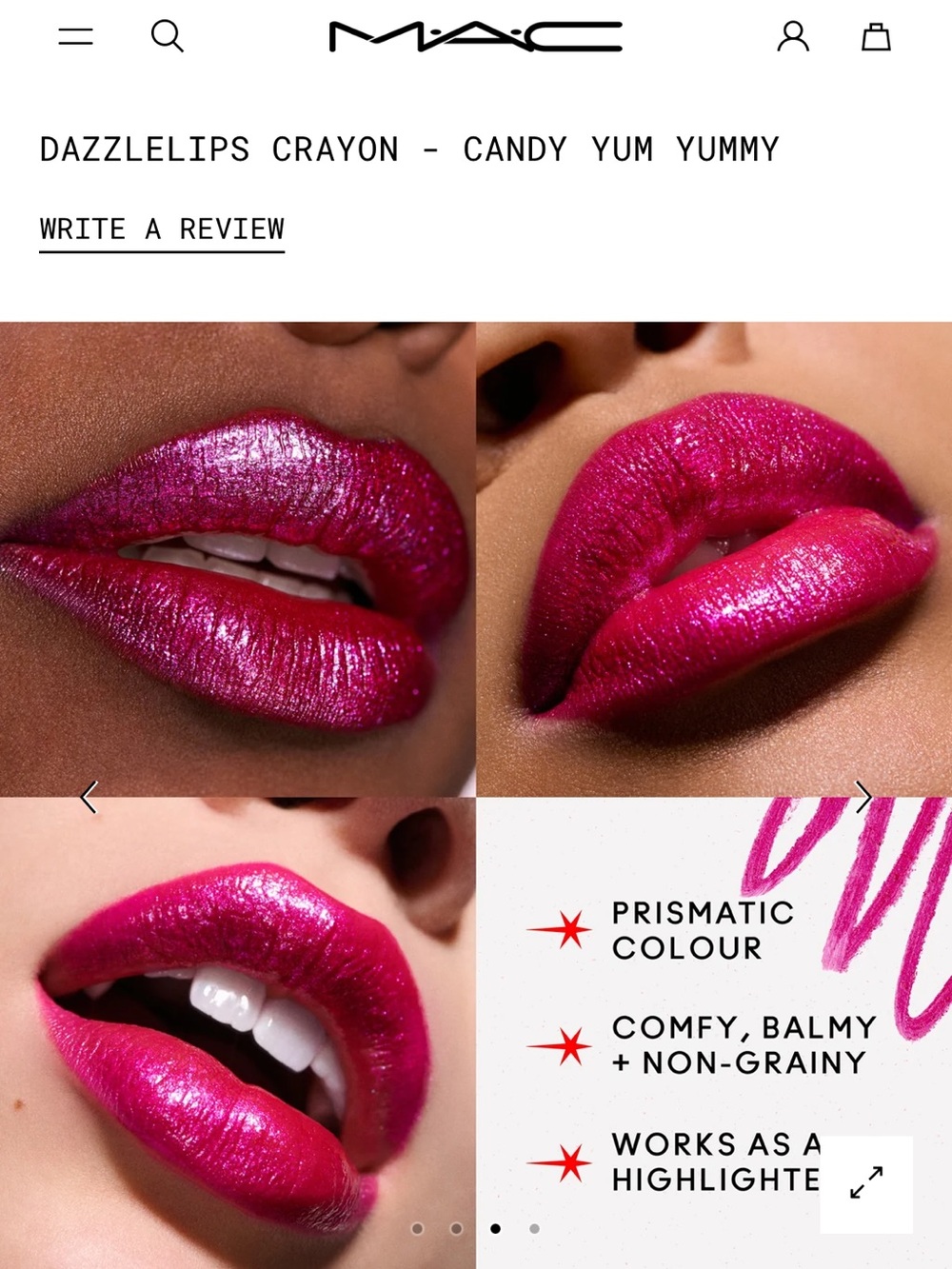 Mac Dazzlelips crayon. Candy Yum Yummy